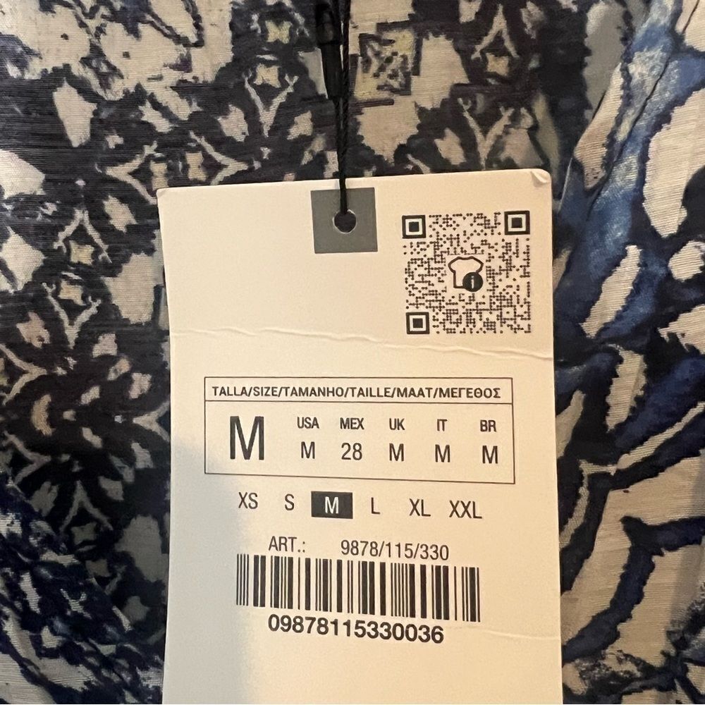 Zara Blue Ruffle Batik Printed Mini Dress - Picture 6 of 9